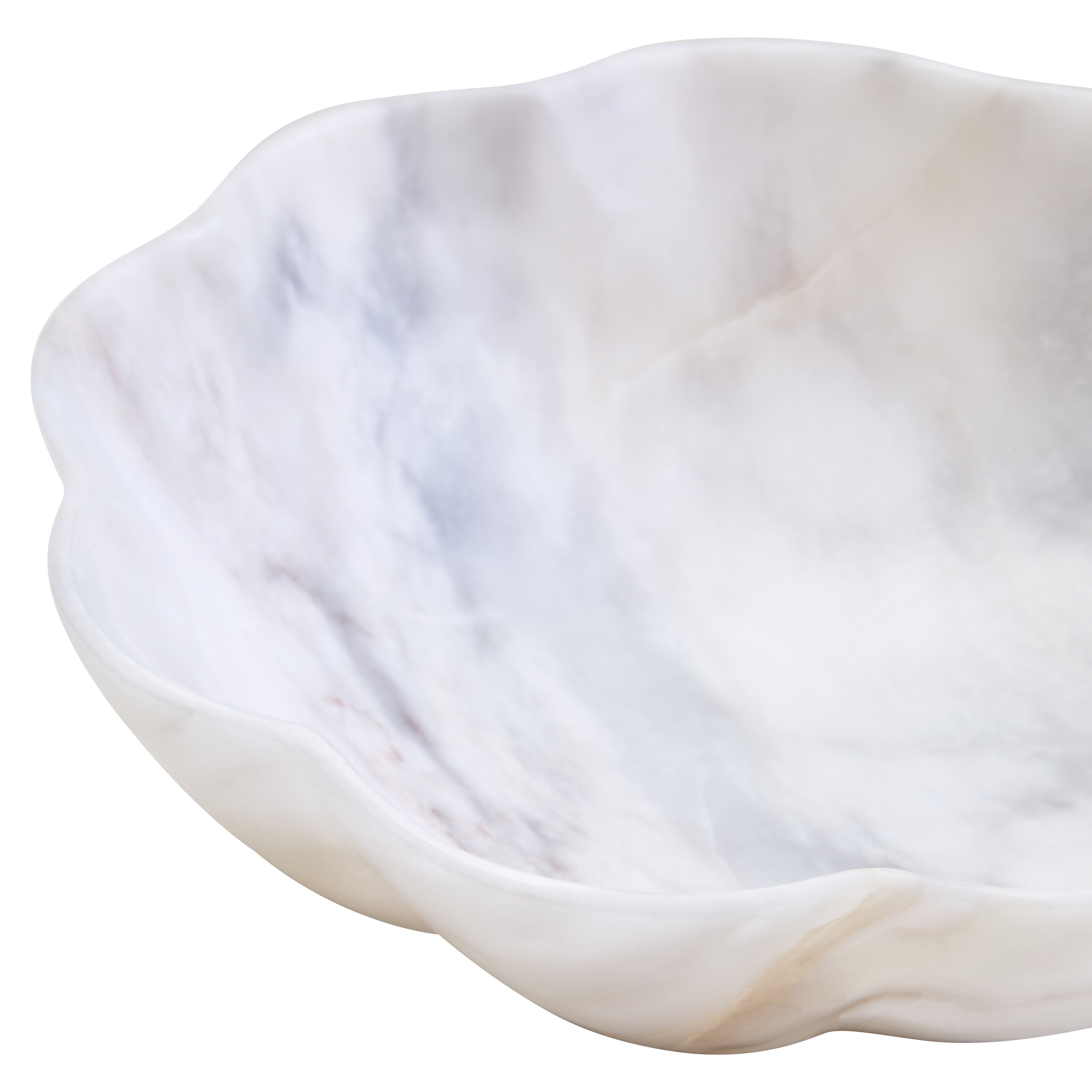 Visso White Marble Scalloped Bowl | Small